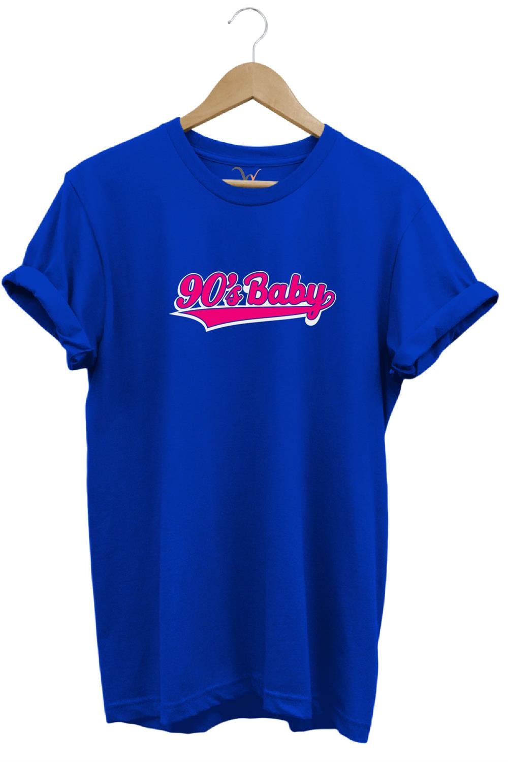 90'S Baby 90'Lar Çocuğu Baskılı Şık %100 Pamuk Regular Fit Bisiklet Yaka T-Shirt - Mavi