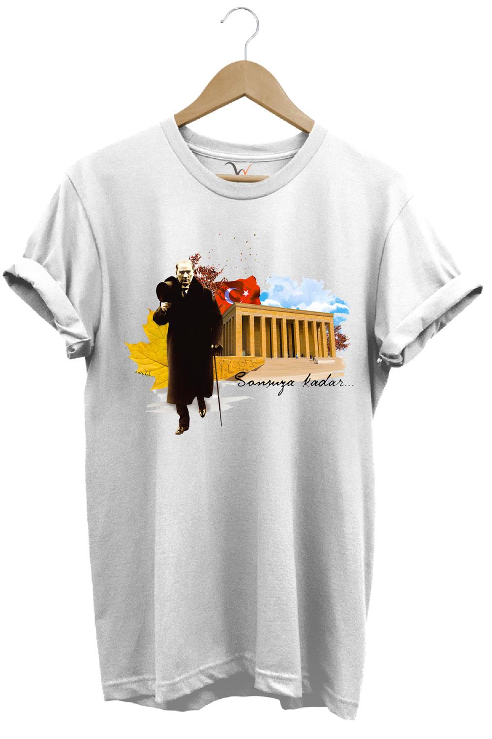 Atatürk Anıtkabir 10 Kasım 29 Ekim 23 Nisan 19 Mayıs Cumhuriyet Sonsuza Kadar Regular Fit T-Shirt - Beyaz