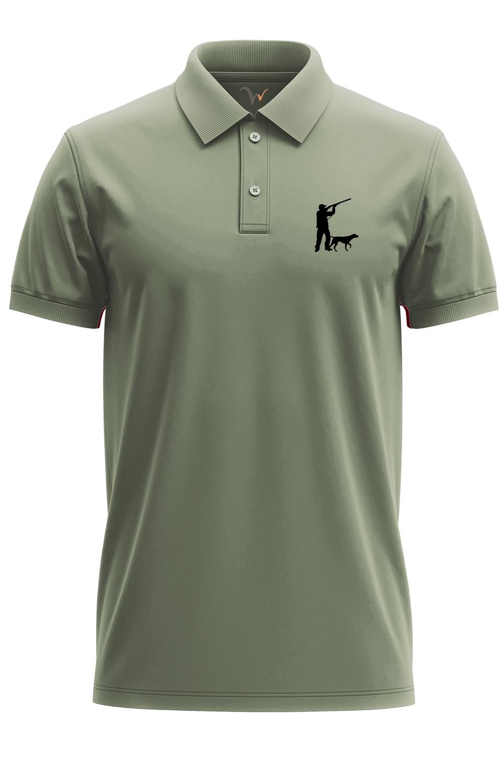 Avcılık Hunter Avcı Ve Av Köpeği Tasarım Baskılı %100 Pamuk Regular Fit Polo T-Shirt - Haki