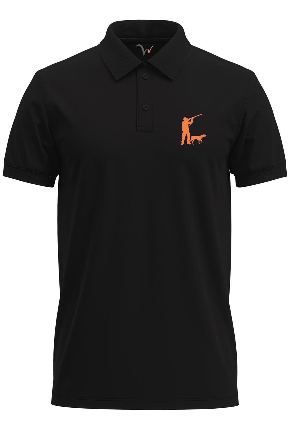 Avcılık Hunter Avcı Ve Av Köpeği Tasarım Baskılı %100 Pamuk Regular Fit Polo T-Shirt - Siyah