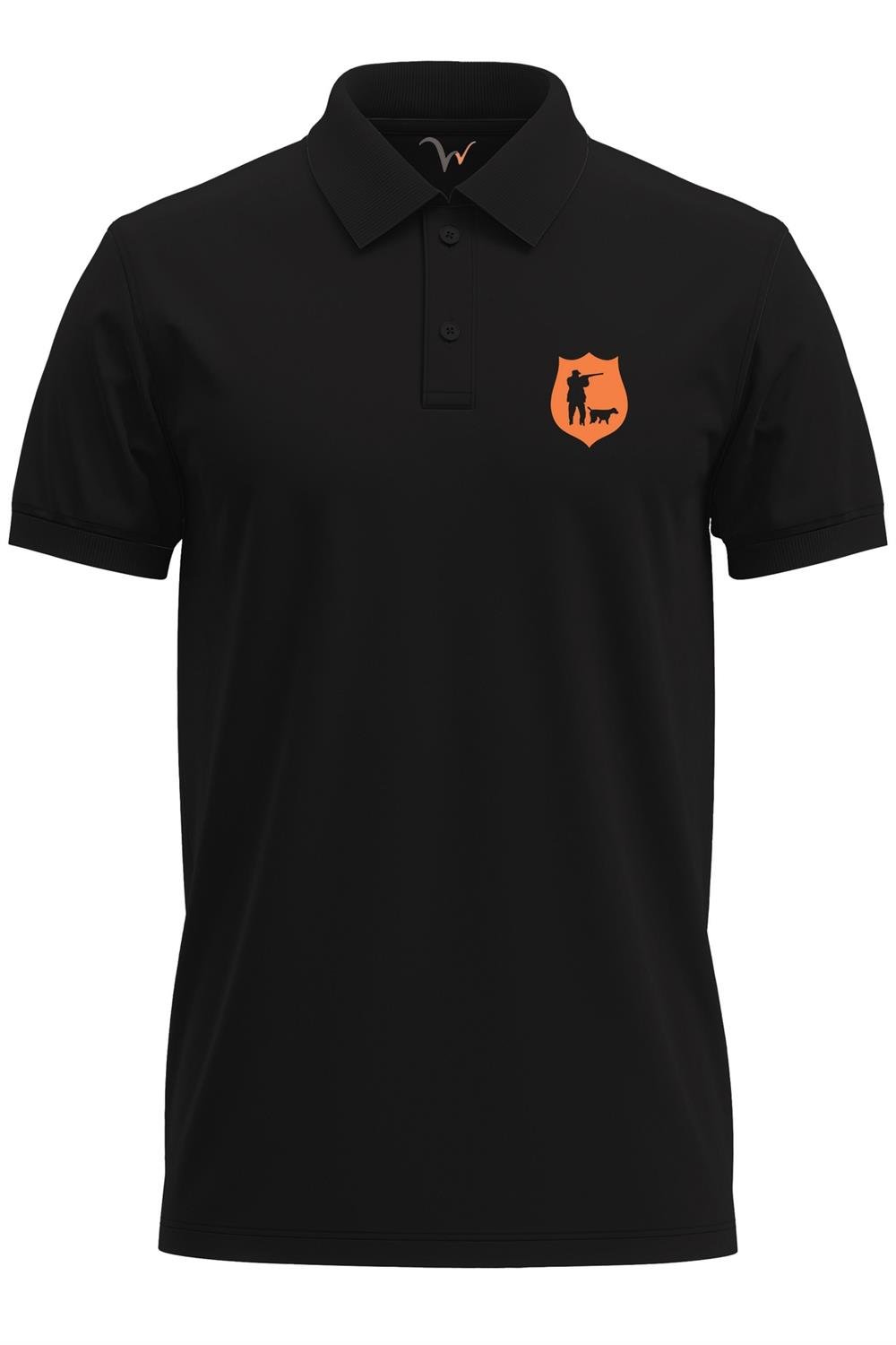 Avcılık Hunter Avcı Ve Köpeği Tasarım Baskılı Vahşi Yaşam %100 Pamuk Regular Fit Polo T-Shirt - Siyah