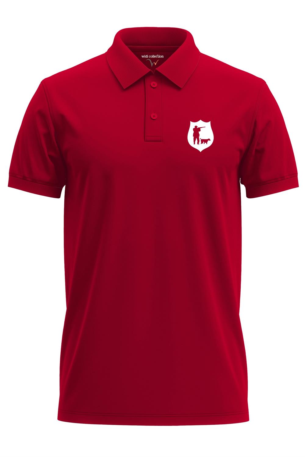 Avcılık Hunter Avcı Ve Köpeği Tasarım Baskılı Vahşi Yaşam %100 Pamuk Regular Fit Polo T-Shirt - Kırmızı