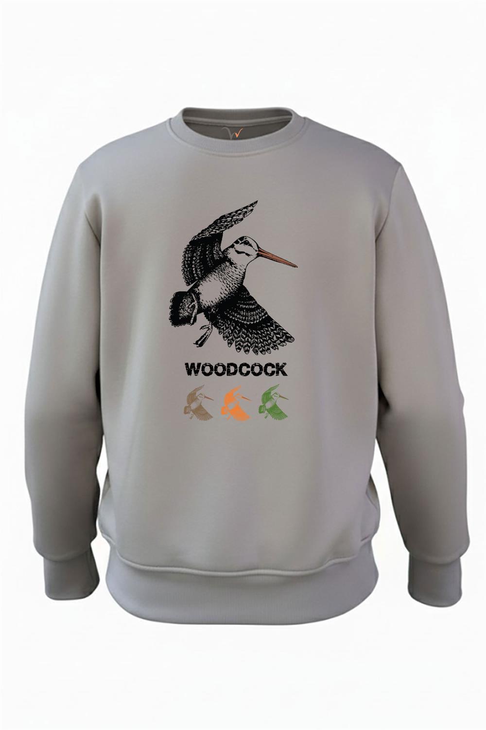Avcılık Hunter Çulluk Woodcock Baskılı 3 İp Şardonlu %100 Pamuk Antrasit Sweatshirt - Antrasit