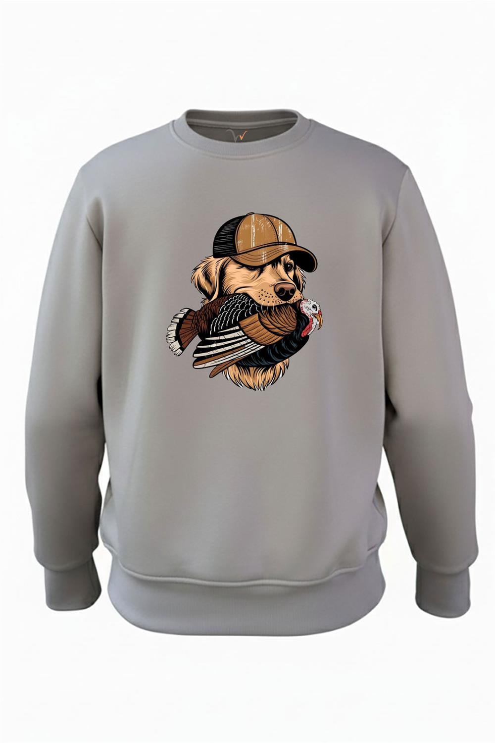 Avcılık Hunter Labrador Retriever Av Köpeği Baskılı 3 İp Şardonlu %100 Pamuk Sweatshirt - Antrasit