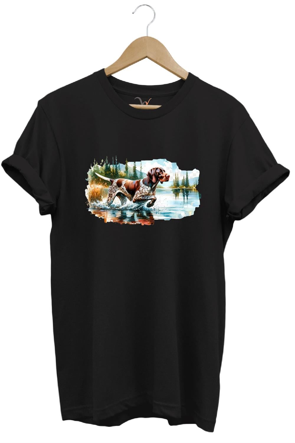 Avcılık Hunting Av Köpeği Baskılı %100 Pamuk Regular Fit T-Shirt - Siyah