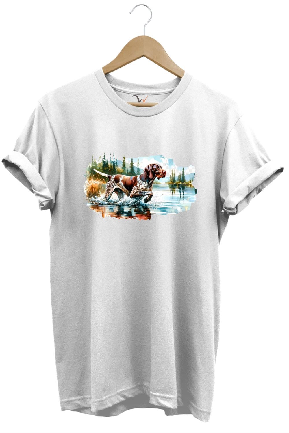 Avcılık Hunting Av Köpeği Baskılı %100 Pamuk Regular Fit T-Shirt - Beyaz