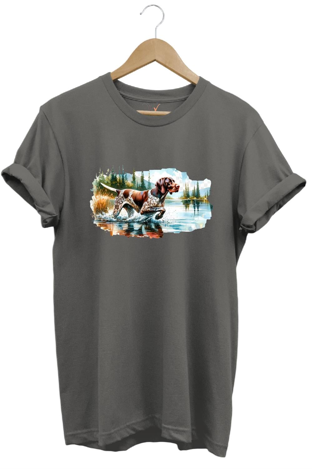 Avcılık Hunting Av Köpeği Baskılı %100 Pamuk Regular Fit T-Shirt - Antrasit