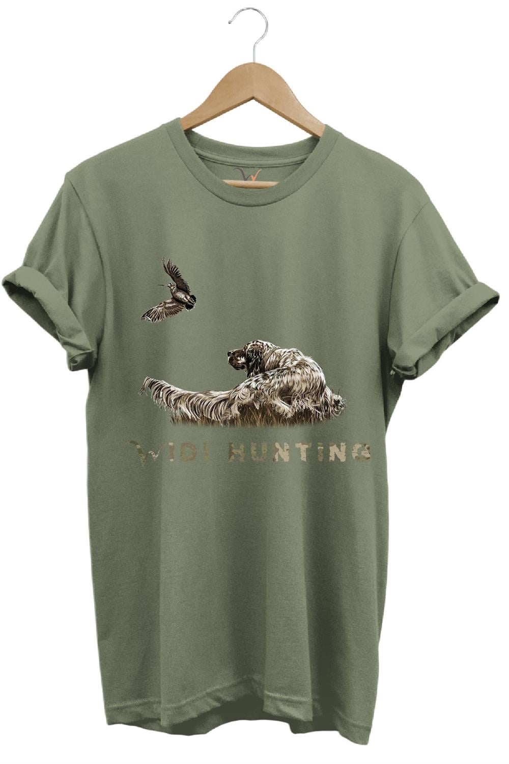 Avcılık Widi Hunting Çulluk Fermalı English Setter Tasarım Baskılı %100 Pamuk Regular Fit T-Shirt - Haki