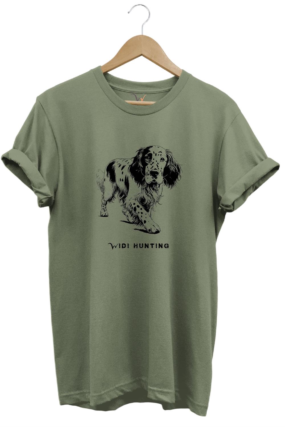 Avcılık Widi Hunting Fermalı English Setter Tasarım Baskılı %100 Pamuk Regular Fit T-Shirt - Haki