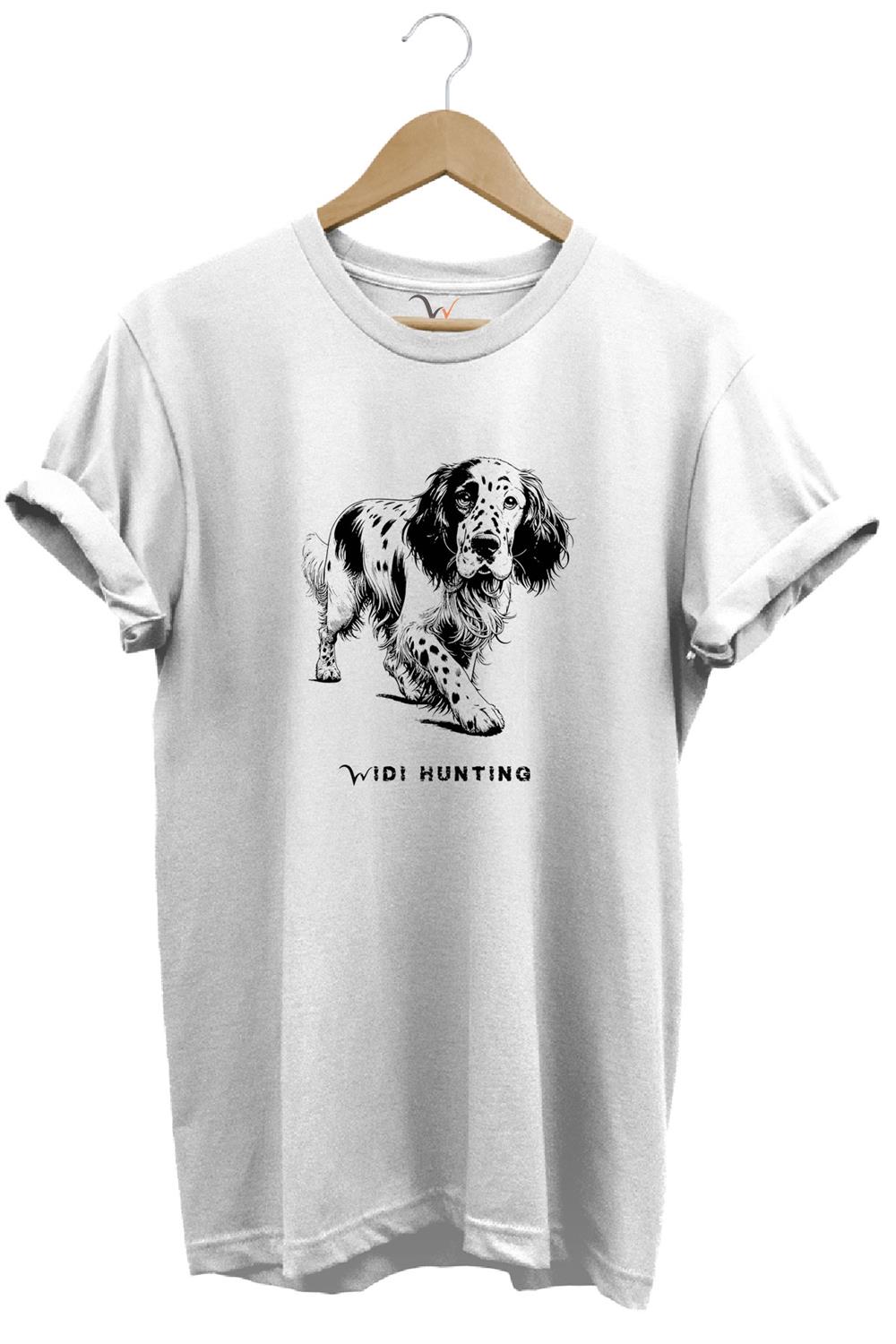 Avcılık Widi Hunting Fermalı English Setter Tasarım Baskılı %100 Pamuk Regular Fit T-Shirt - Beyaz