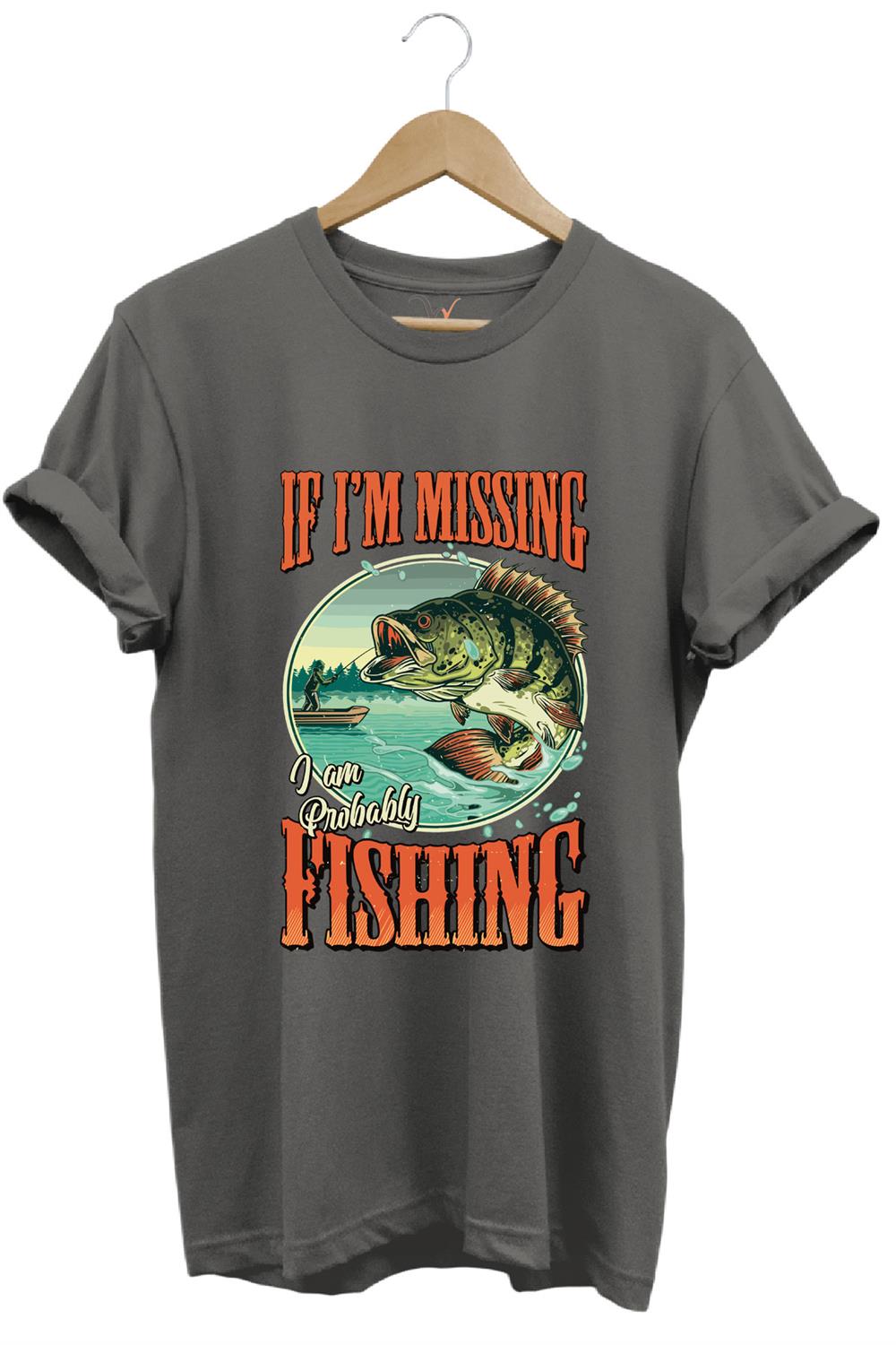 Balıkçı Fishing Vintage Poster Baskılı Regular Fit %100 Pamuk T-Shirt - Antrasit