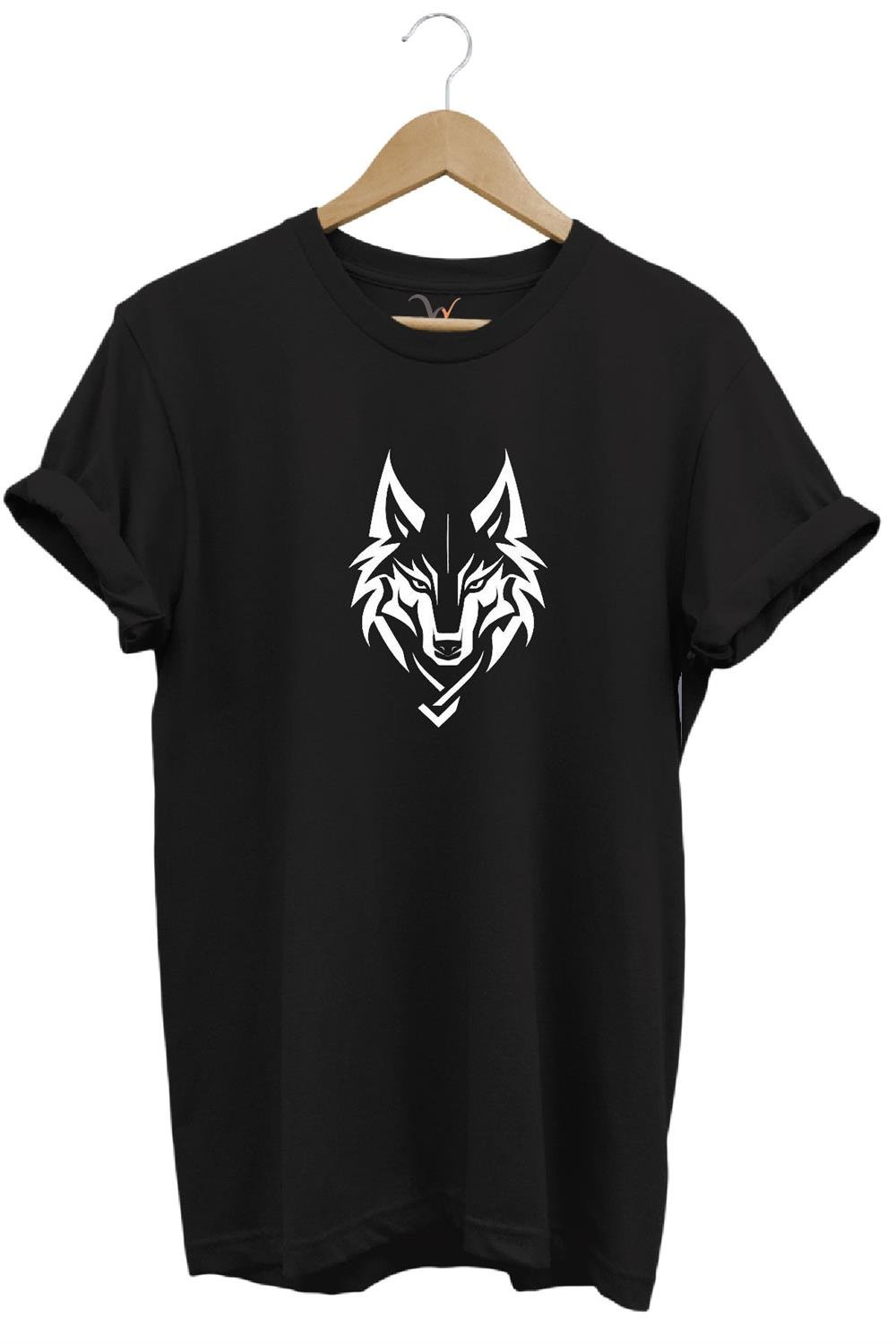 Bozkurt Türkçü Kurt Baskılı %100 Pamuk Regular Fit Bisiklet Yaka T-Shirt - Siyah
