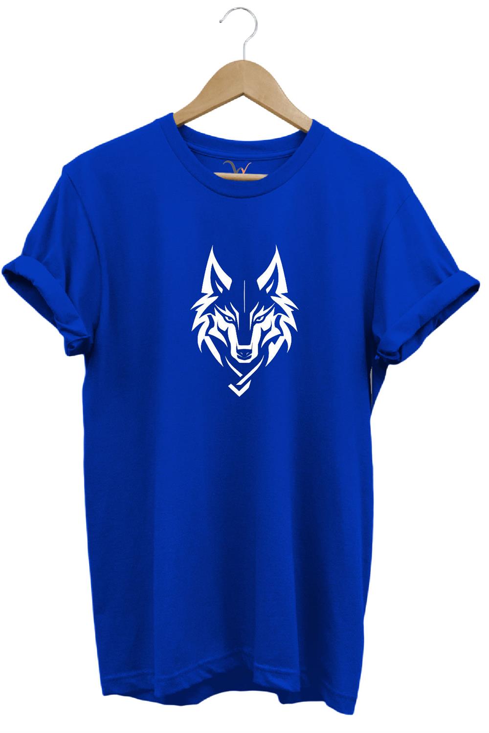 Bozkurt Türkçü Kurt Baskılı %100 Pamuk Regular Fit Bisiklet Yaka T-Shirt - Mavi