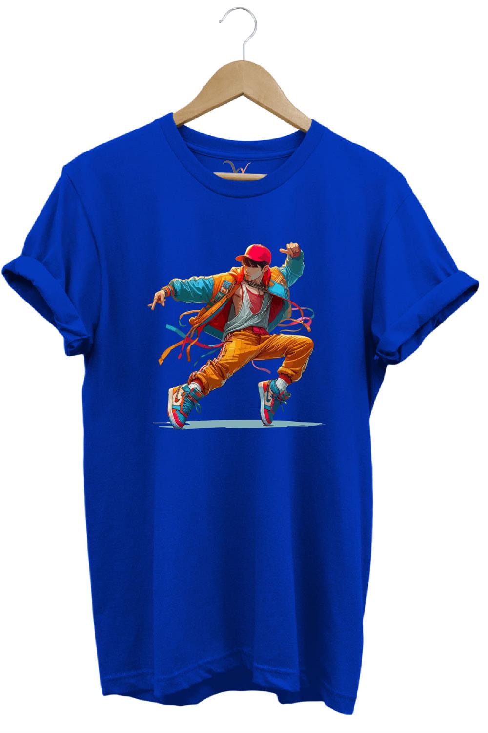 Dancing Boy Dans Eden Çocuk Tasarım Baskılı %100 Pamuk Regular Fit T-Shirt - Saks Mavisi