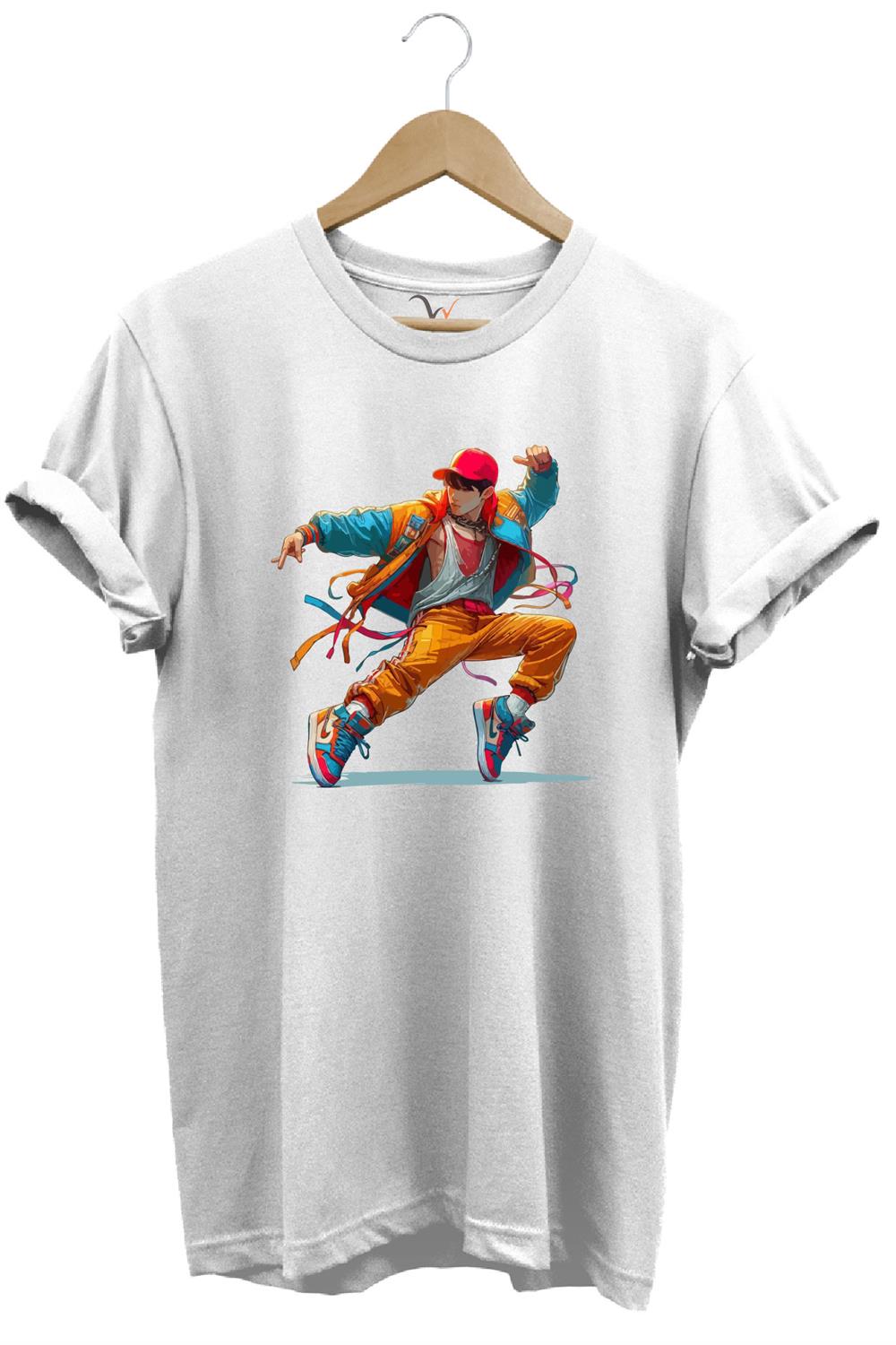 Dancing Boy Dans Eden Çocuk Tasarım Baskılı %100 Pamuk Regular Fit T-Shirt - Beyaz