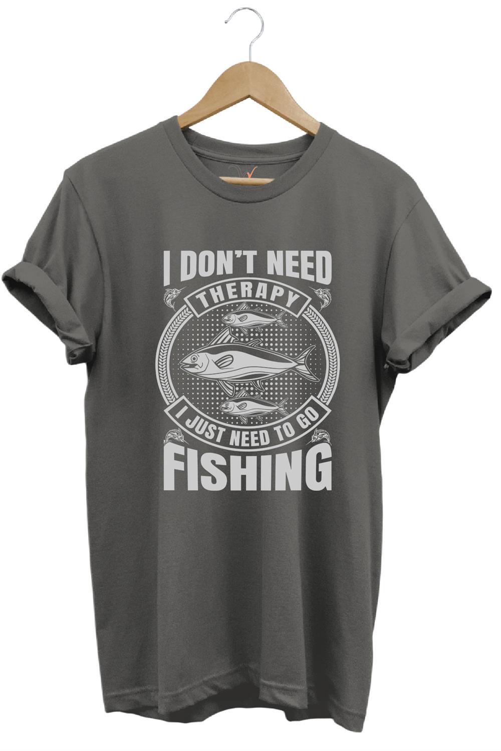 Fishing Balıkçı Balık Baskılı %100 Pamuk Regular Fit T-Shirt - Antrasit