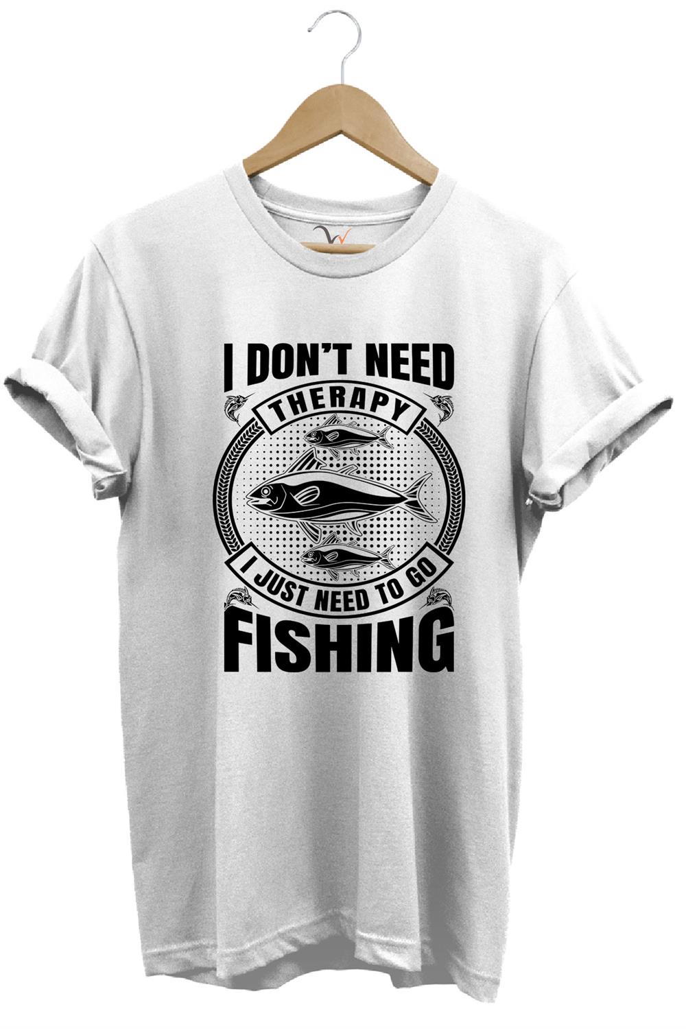 Fishing Balıkçı Balık Baskılı %100 Pamuk Regular Fit T-Shirt - Beyaz