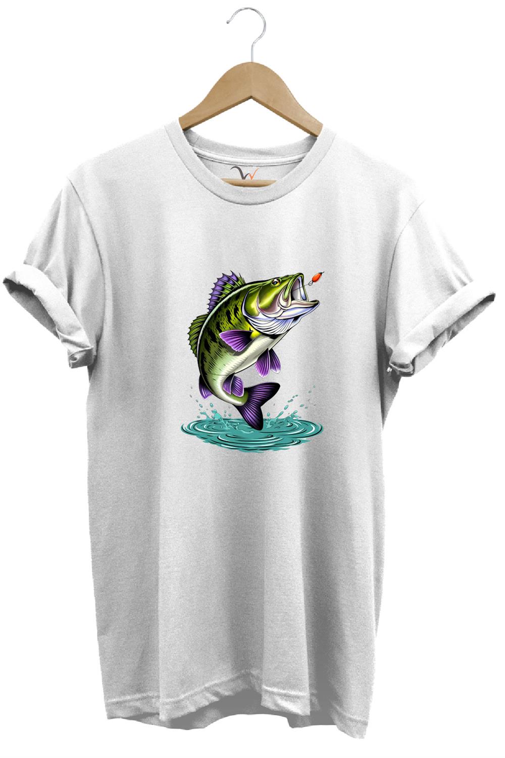 Fishing Balıkçılık Levrek Balığı Baskılı Avcı %100 Pamuk Regular Fit Unisex T-Shirt - Beyaz