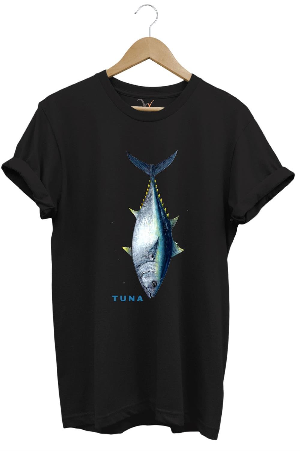 Fishing Balıkçılık Tuna Balığı Tasarım Baskılı %100 Pamuk Regular Fit Unisex T-Shirt - Siyah