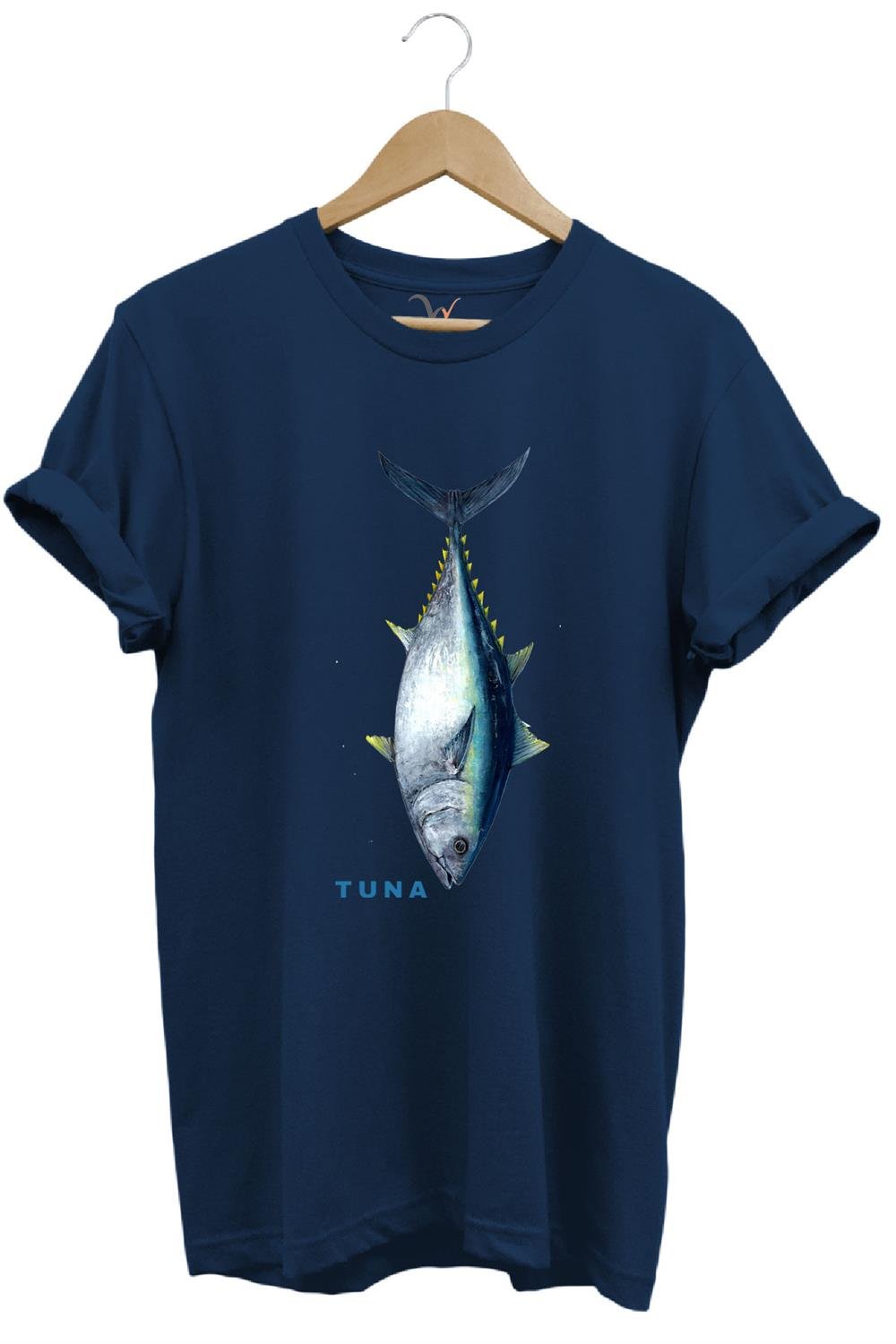 Fishing Balıkçılık Tuna Balığı Tasarım Baskılı %100 Pamuk Regular Fit Unisex T-Shirt - Lacivert