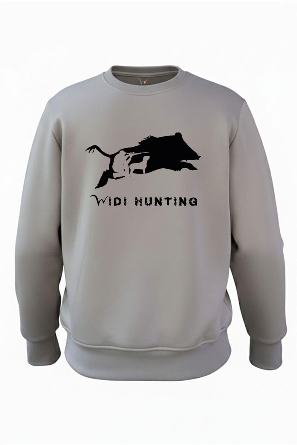 Hunting Avcılık Domuz Avcılığı Baskılı Vahşi Yaşam Regular Fit 3İp Şardonlu %100 Pamuk Sweatshirt - Antrasit