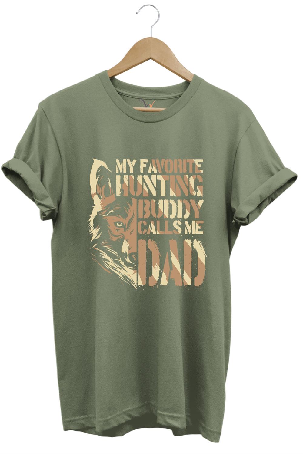 Hunting Avcılık Kurt Poster Baskılı %100 Pamuk Regular Fit Bisiklet Yaka T-Shirt - Haki