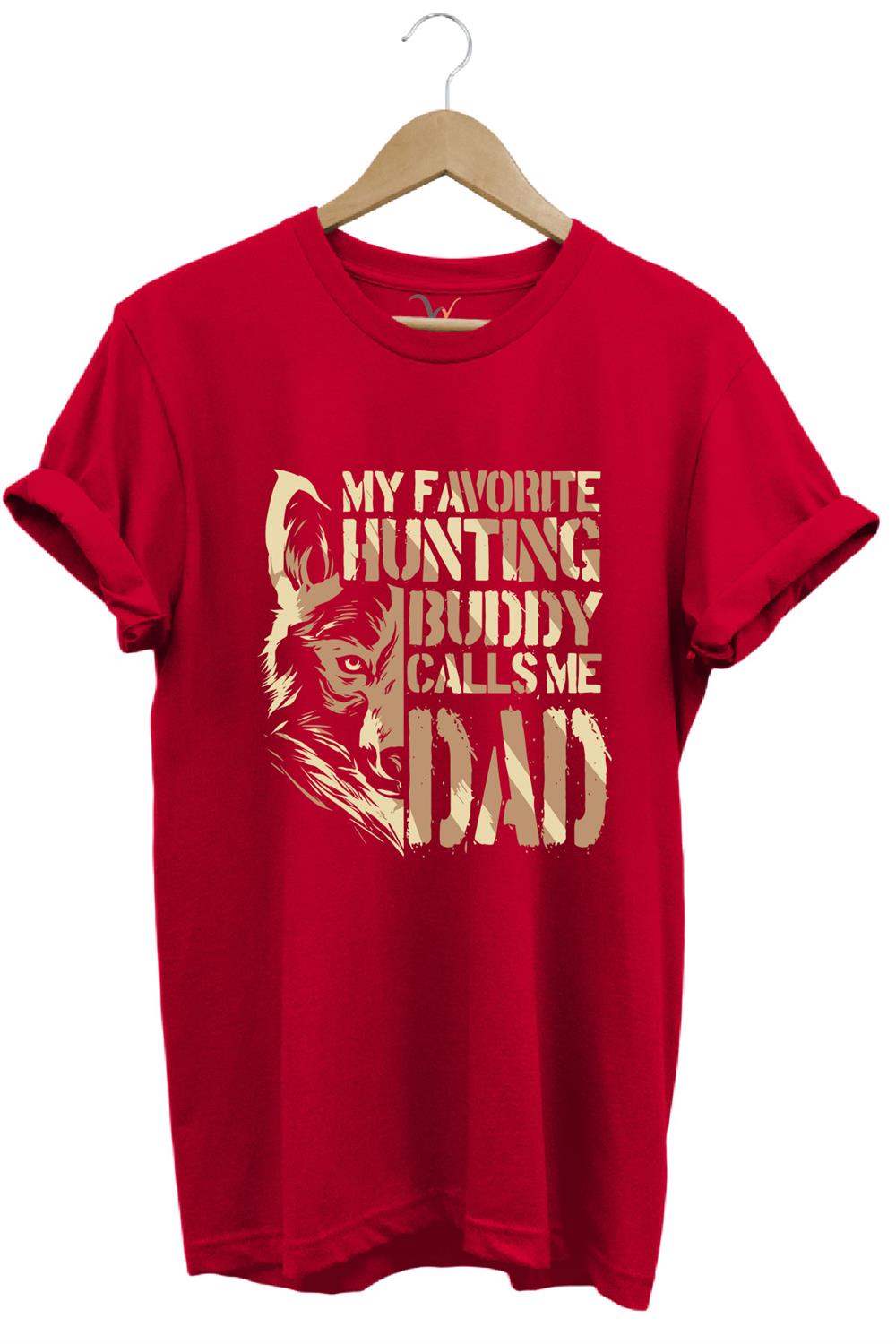 Hunting Avcılık Kurt Poster Baskılı %100 Pamuk Regular Fit Bisiklet Yaka T-Shirt - Kırmızı