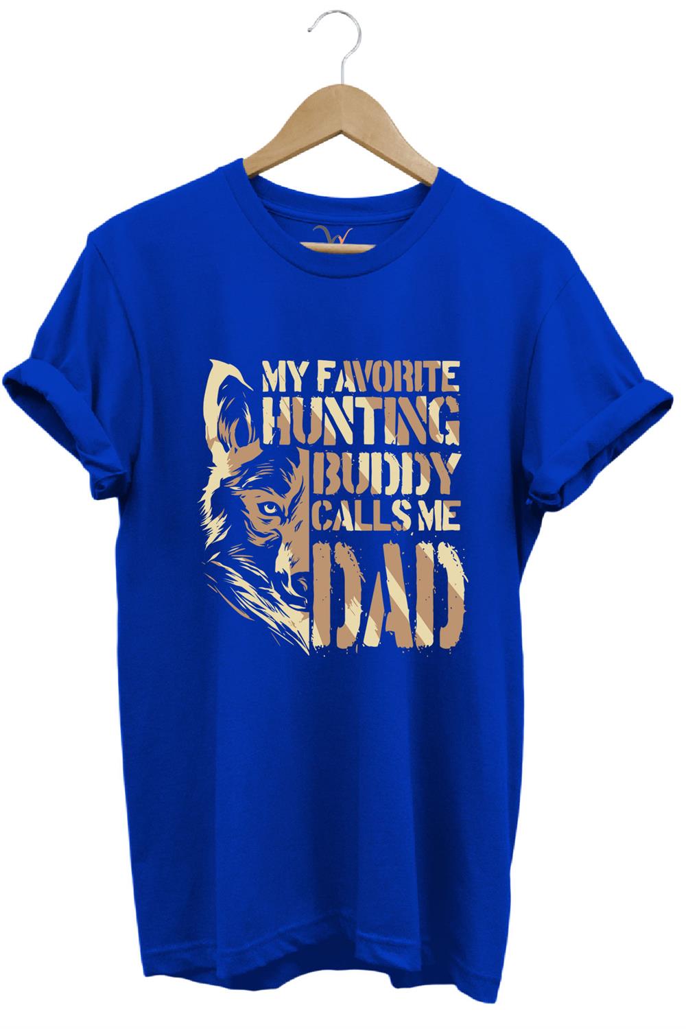 Hunting Avcılık Kurt Poster Baskılı %100 Pamuk Regular Fit Bisiklet Yaka T-Shirt - Mavi