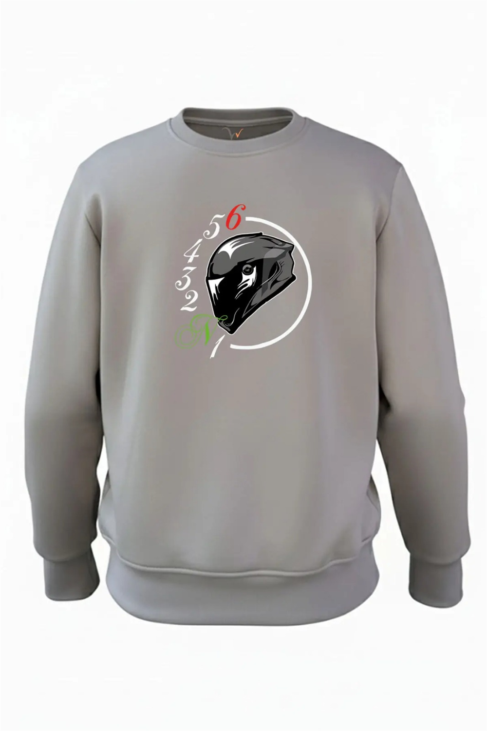 Motorsiklet Kask Ve Vites Geçişleri 1N23456 Baskılı Regular Fit 3 İp Şardonlu %100 Pamuk Sweatshirt - Antrasit