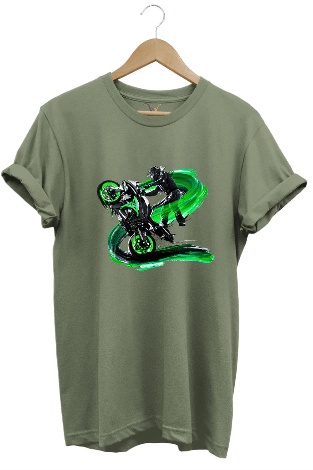 Motorsiklet Motorcu Özel Yaz Tasarımlı Ride On Summer Regular Fit %100 Pamuk T-Shirt - Haki
