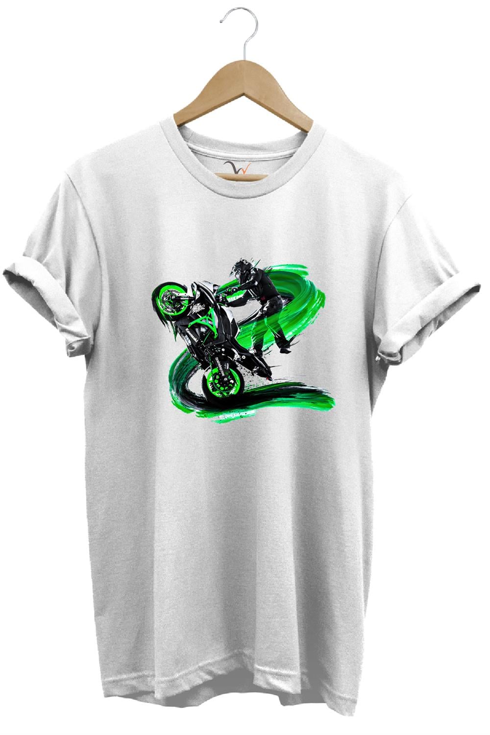 Motorsiklet Motorcu Özel Yaz Tasarımlı Ride On Summer Regular Fit %100 Pamuk T-Shirt - Beyaz