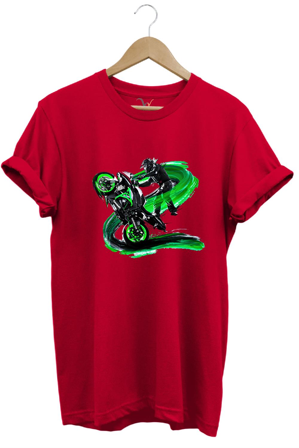 Motorsiklet Motorcu Özel Yaz Tasarımlı Ride On Summer Regular Fit %100 Pamuk T-Shirt - Kırmızı