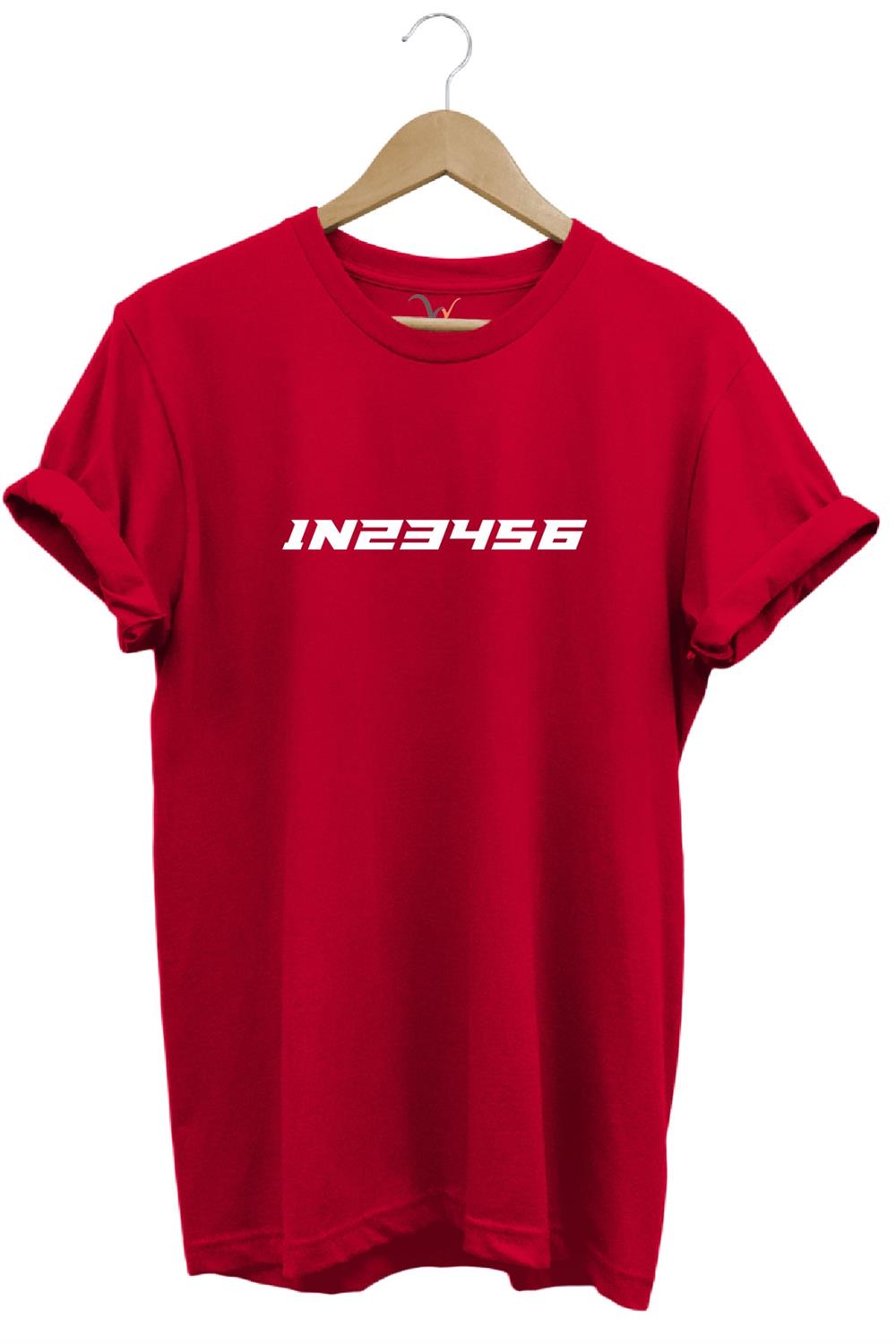 Motorsiklet Vites Geçişleri 1N23456 Şık Cool Motorcu Baskılı Regular Fit Bisiklet Yaka T-Shirt - Kırmızı