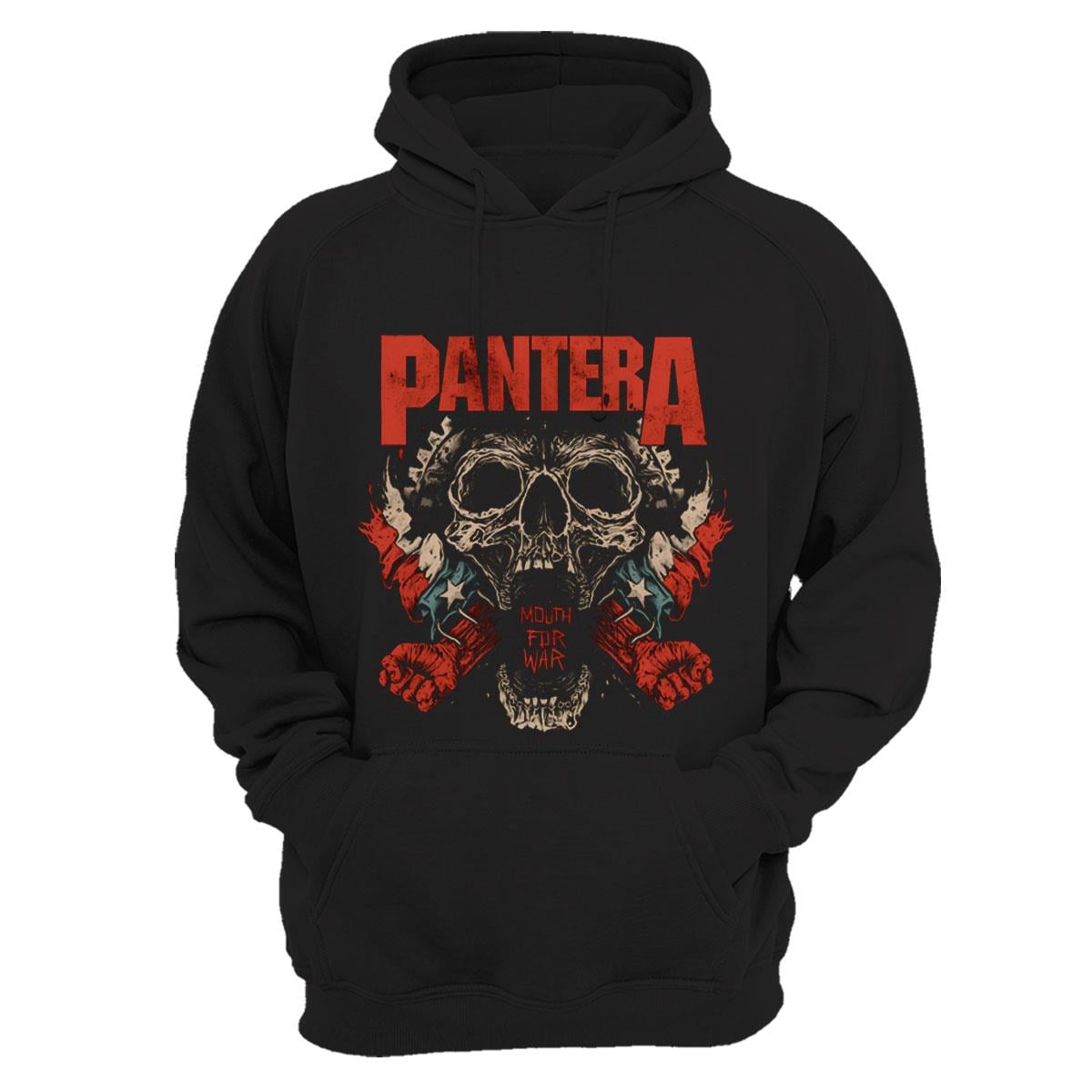 Müzik Grubu Pantera Baskılı Mouth For War %100 Pamuk Sweatshirt - Siyah
