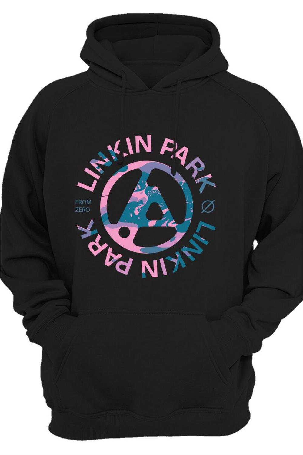 Müzik Grubu Rock Metal Baskılı Linkin Park Cool Şık 3 İplik Kalın Şardonlu Kanguru Cepli Sweatshirt - Siyah