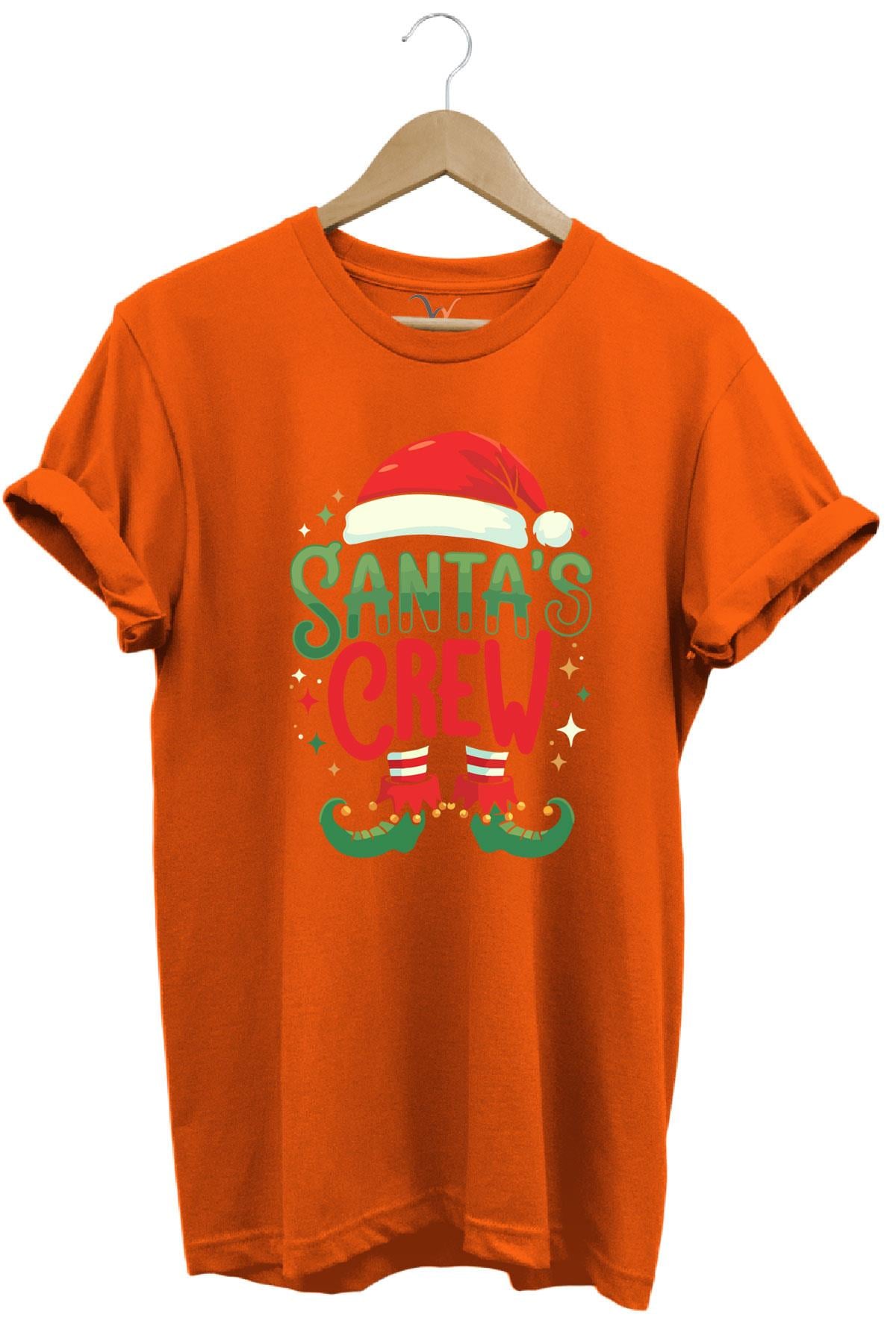 Noel Baba Yılbaşı Christmas Yeni Yıl Hediyesi Baskılı %100 Pamuk Regular Fit T-Shirt - Turuncu