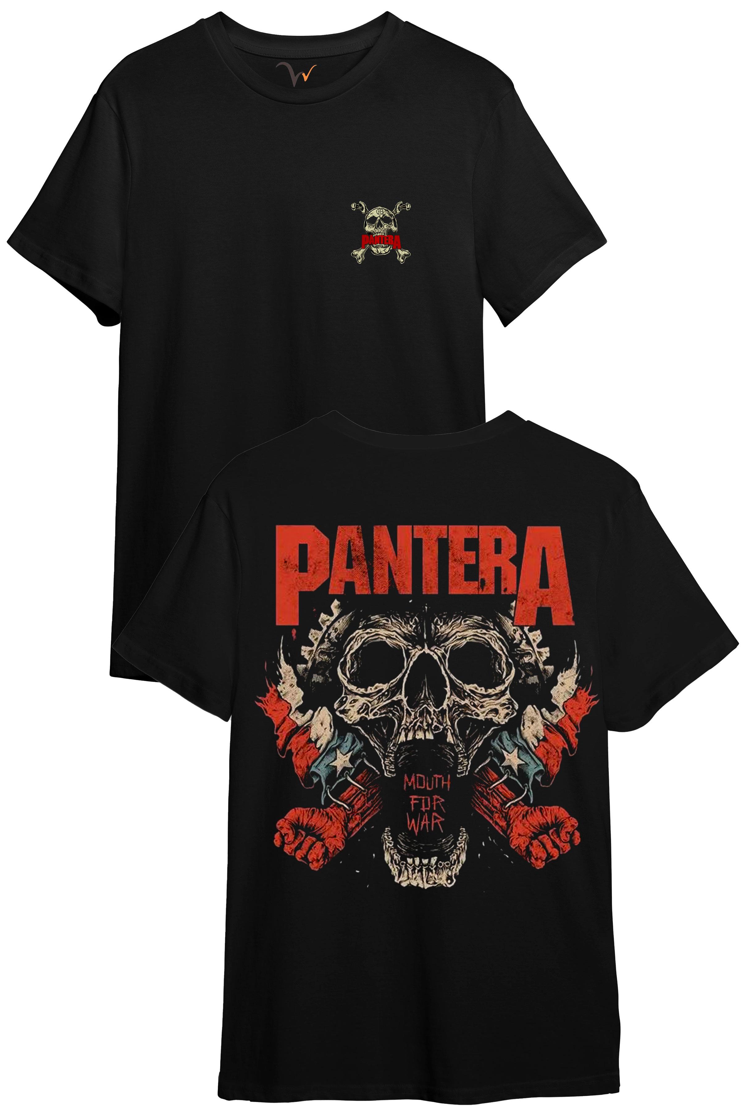 Pantera Göğüs ve Sırt Baskılı Mouth for War Regular Fit %100 Pamuk T-Shirt