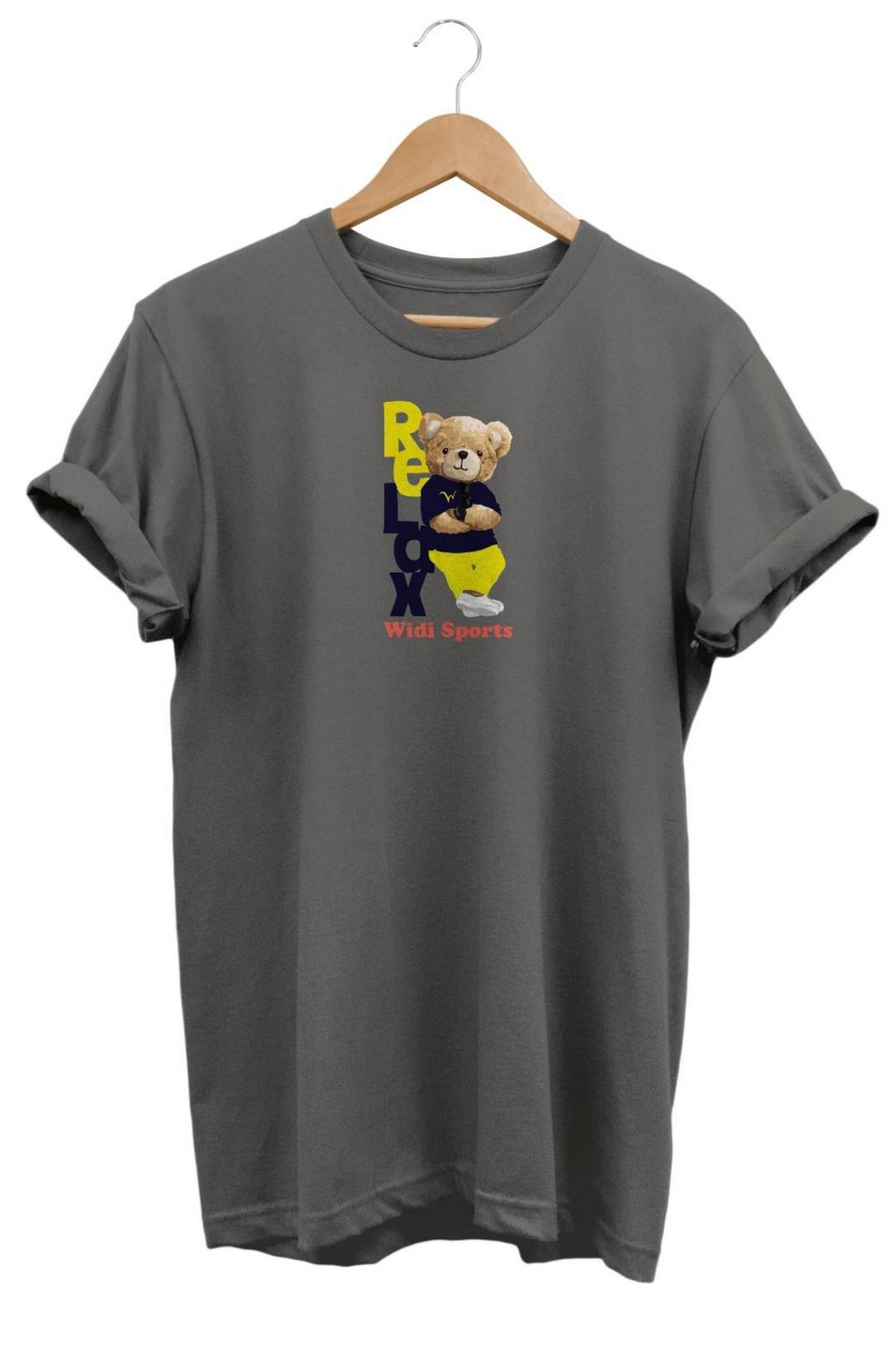 Relax Sarı Ayıcık Baskılı T-Shirt Gri