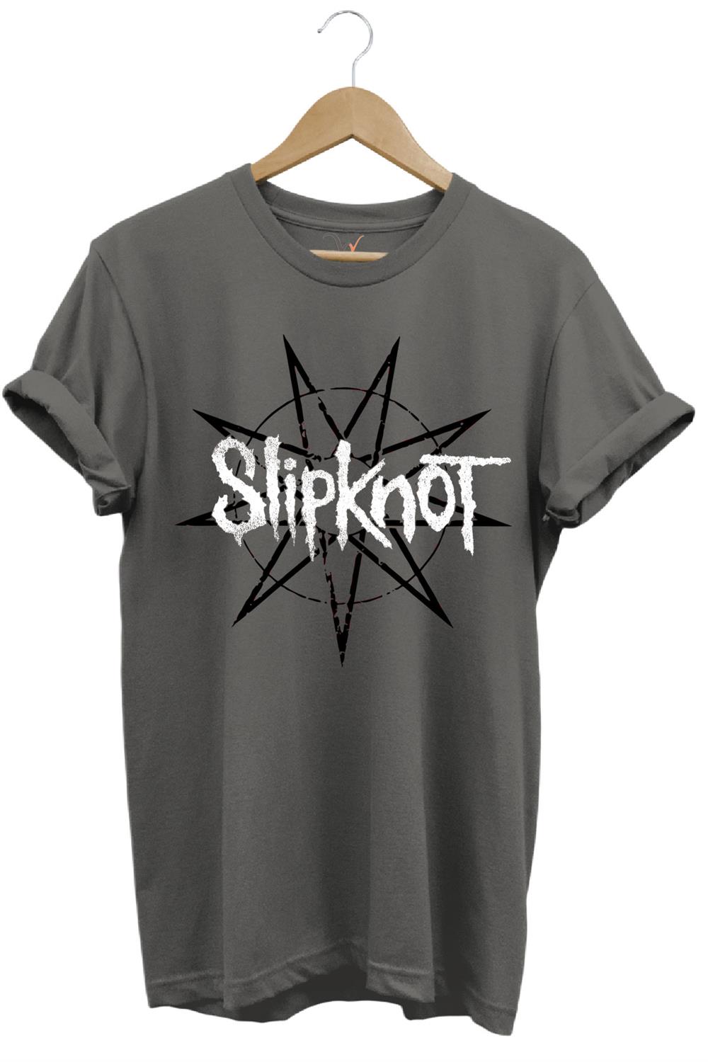 Slipknot Rock Metal Müzik Grubu Stars Baskılı Regular Fit T-Shirt - Antrasit