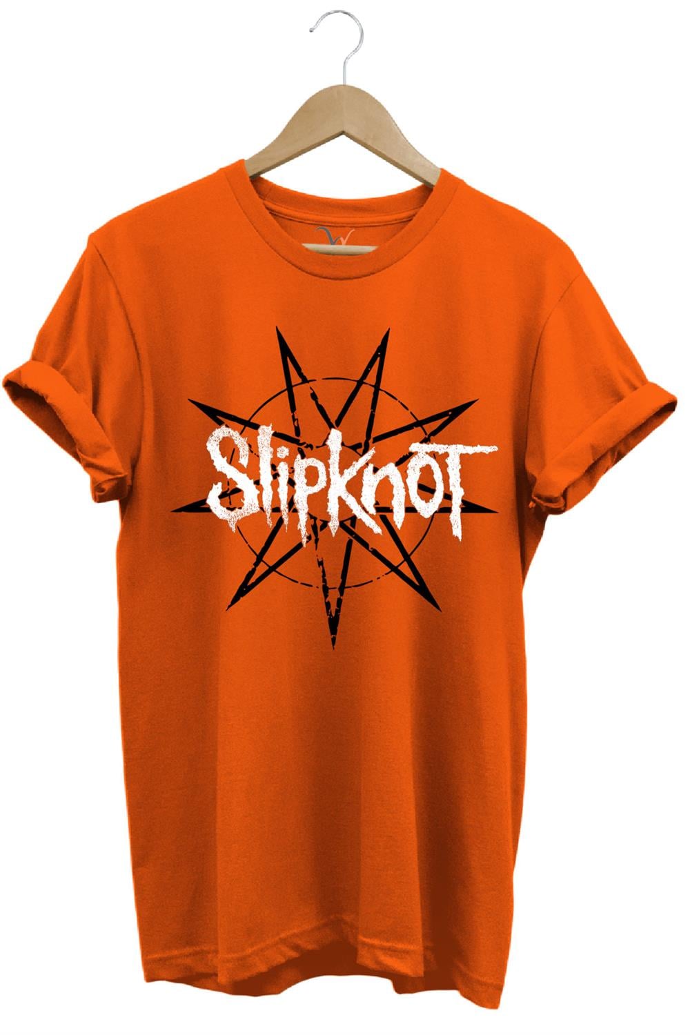 Slipknot Rock Metal Müzik Grubu Stars Baskılı Regular Fit T-Shirt - Turuncu