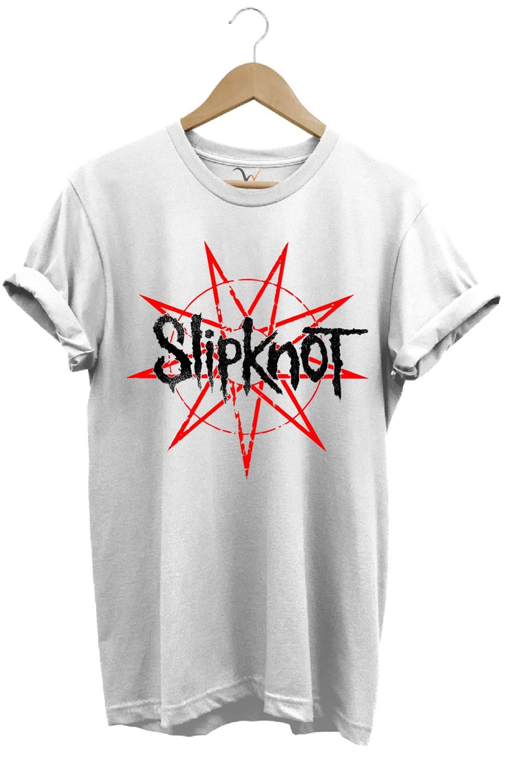 Slipknot Rock Metal Müzik Grubu Stars Baskılı Regular Fit T-Shirt - Beyaz