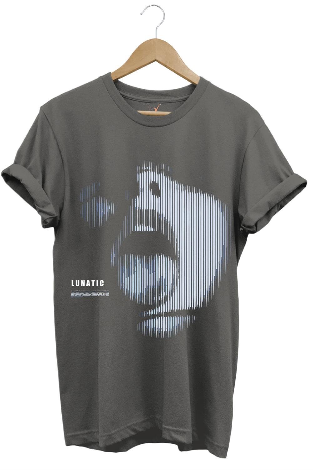 Sokak Stili Lunatic Baskılı T-Shirt - Antrasit