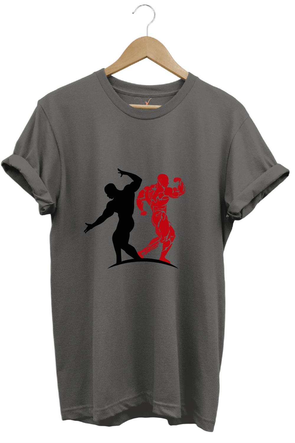 Sporcu Fitness Baskılı Gym Regular Fit %100 Pamuk Bisiklet Yaka Premium T-Shirt - Antrasit