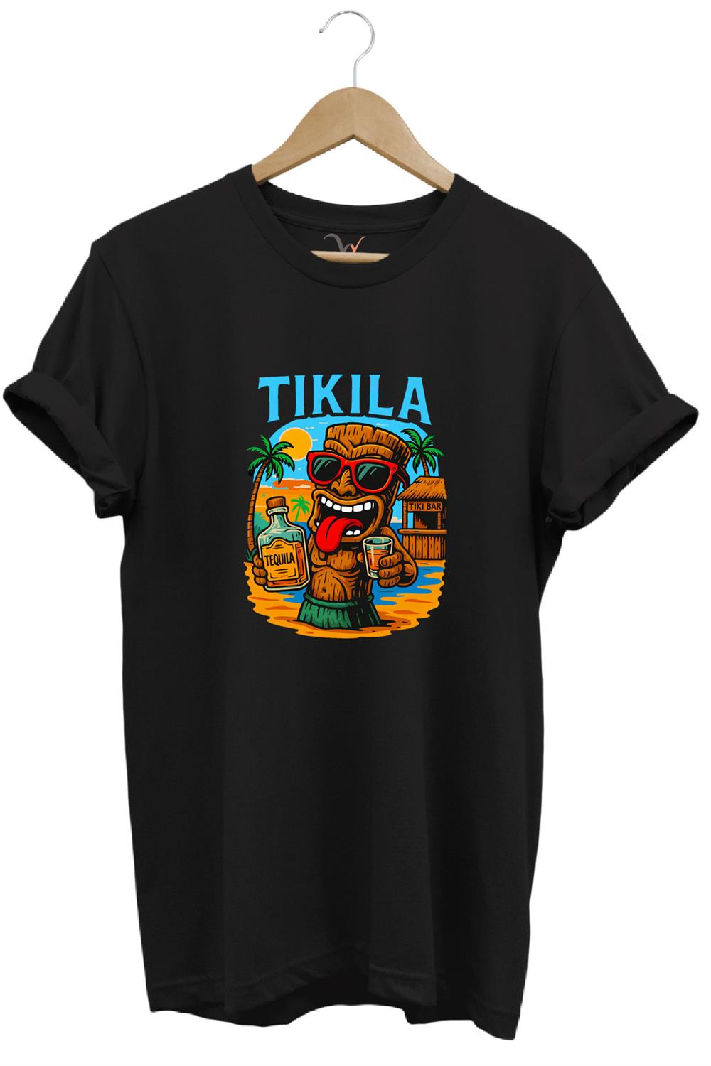 Summer Yazlık Tekila Yazı Baskılı %100 Pamuk Regular Fit Premium T-Shirt - Siyah