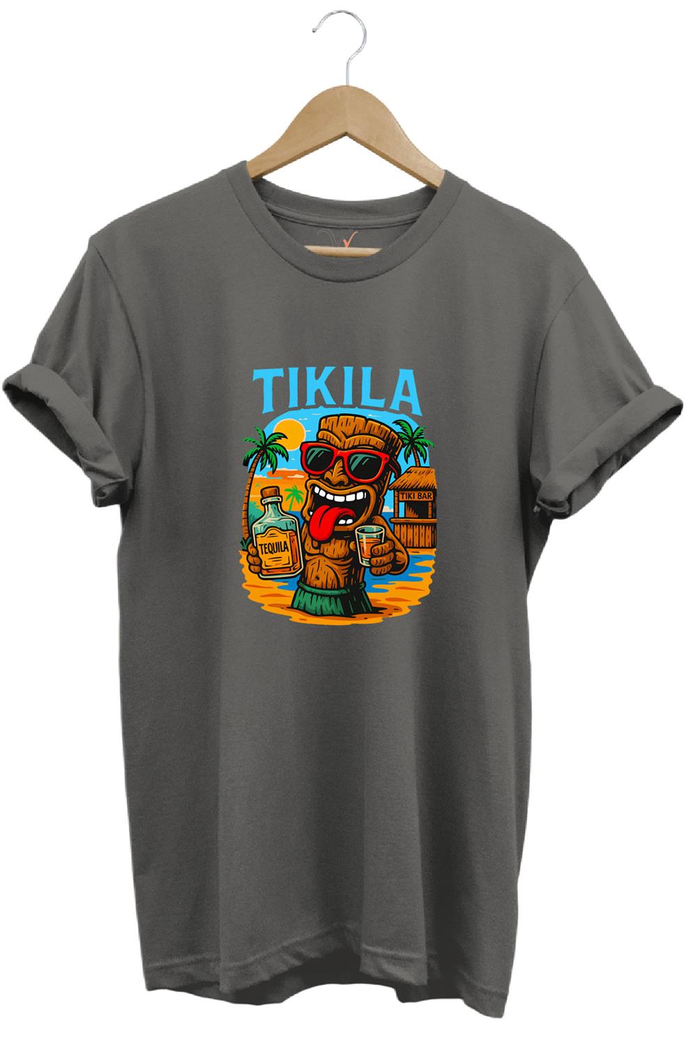 Summer Yazlık Tekila Yazı Baskılı %100 Pamuk Regular Fit Premium T-Shirt - Antrasit