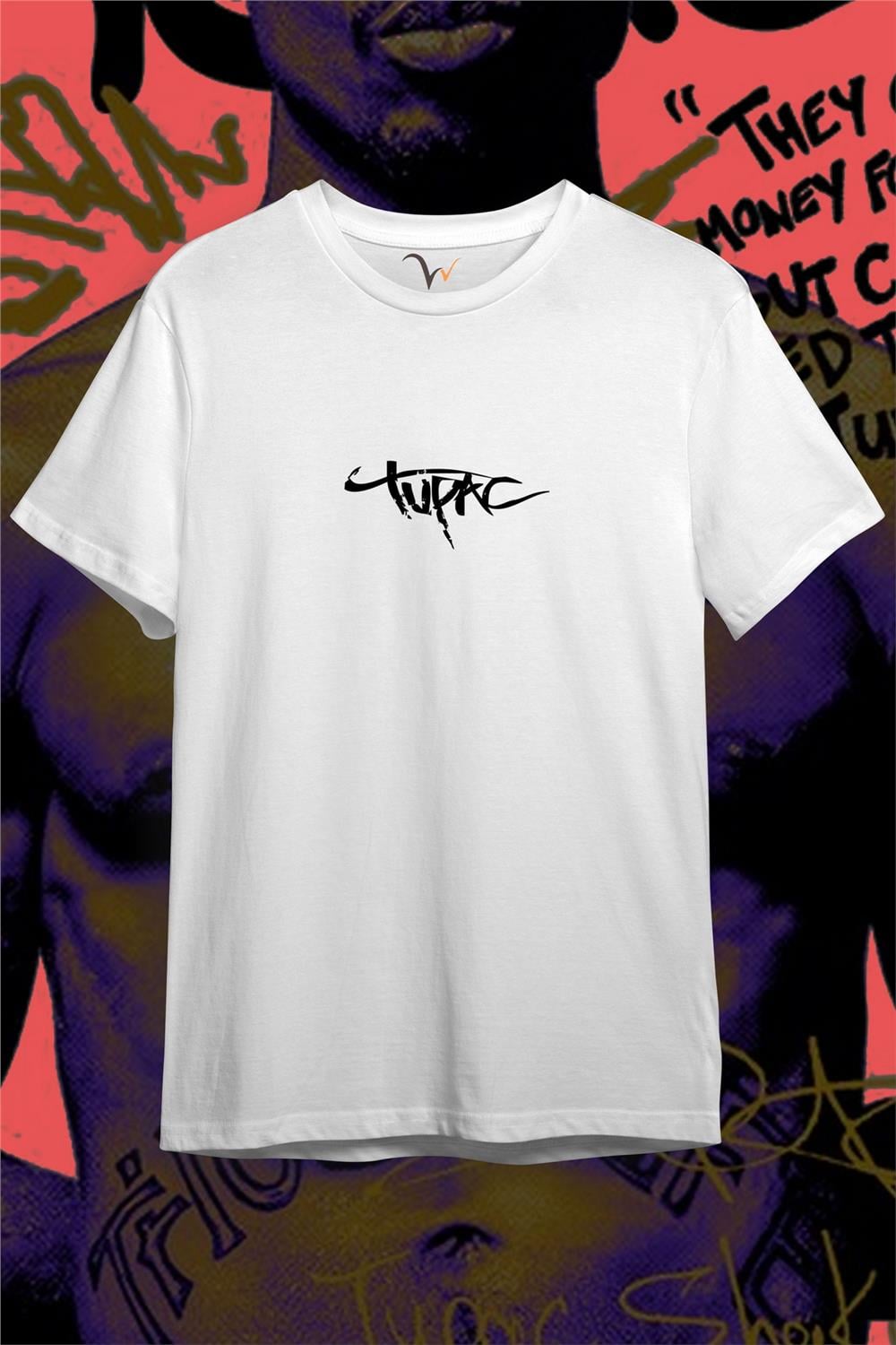 Tupac Baskılı Regular Fit T-Shirt - Beyaz