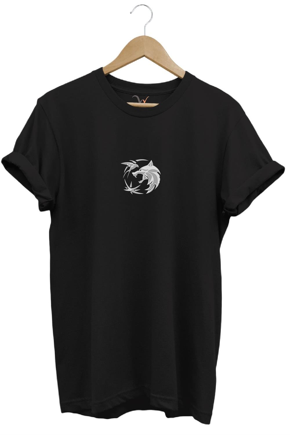 Türkiye Kökbörü Bozkurt Ve Anka Kuşu Kurt Baskılı %100 Pamuk Regular Fit Bisiklet Yaka T-Shirt - Siyah