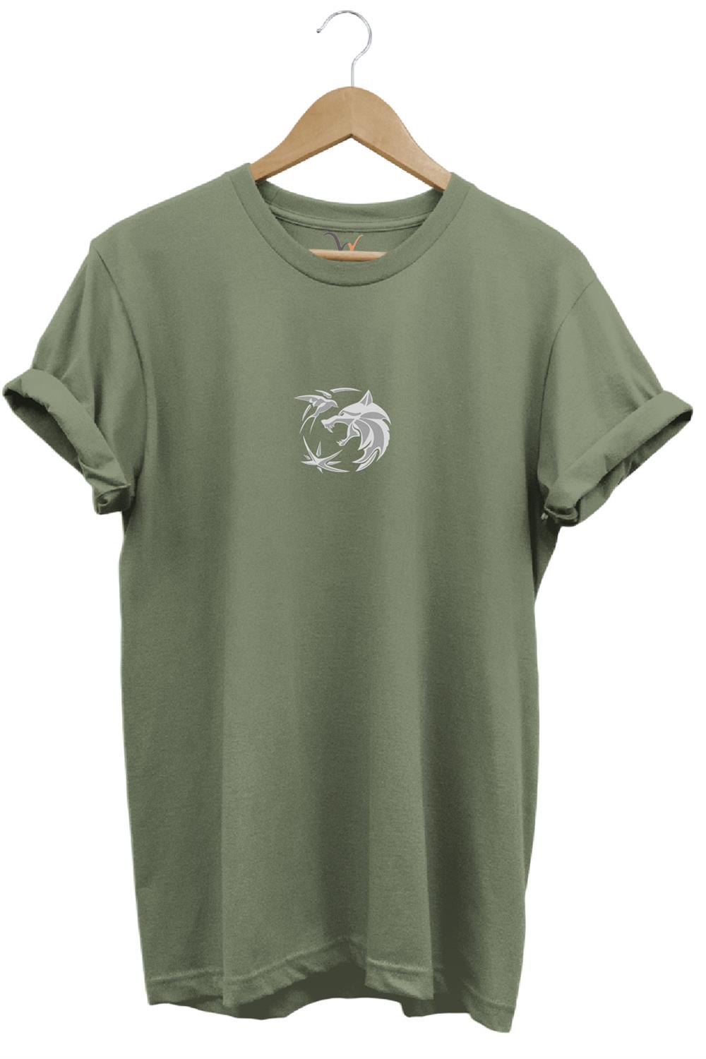 Türkiye Kökbörü Bozkurt Ve Anka Kuşu Kurt Baskılı %100 Pamuk Regular Fit Bisiklet Yaka T-Shirt - Haki