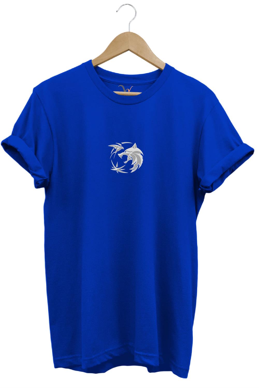 Türkiye Kökbörü Bozkurt Ve Anka Kuşu Kurt Baskılı %100 Pamuk Regular Fit Bisiklet Yaka T-Shirt - Mavi