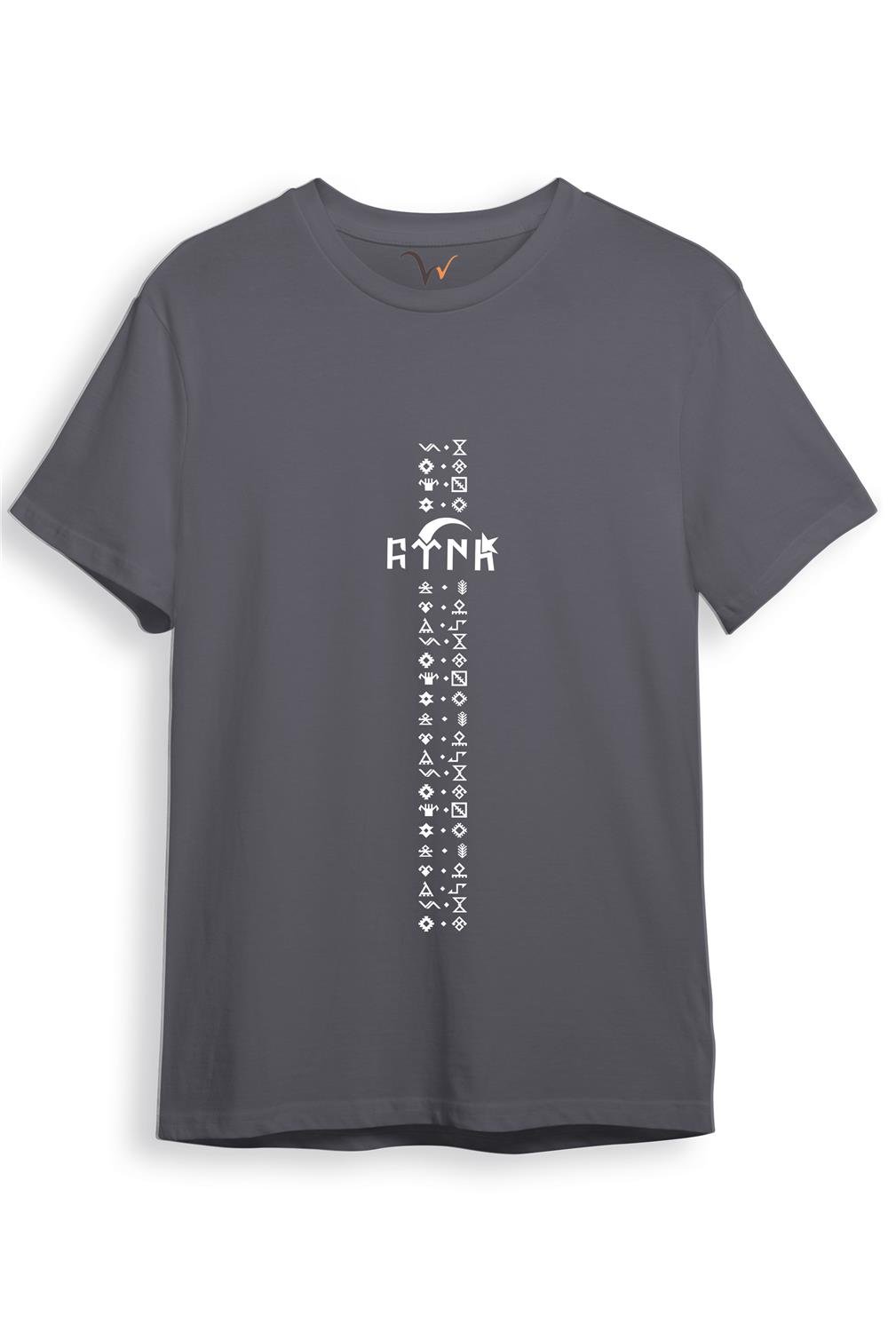 Türkiye Türk Yazısı Ve Göktürk Alfabesi Sembolleri Ay Yıldız Ve Hilal Baskılı Regular Fit T-Shirt - Antrasit
